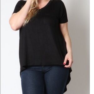Hi-Low V-Neck Tunic Tee Plus Size
